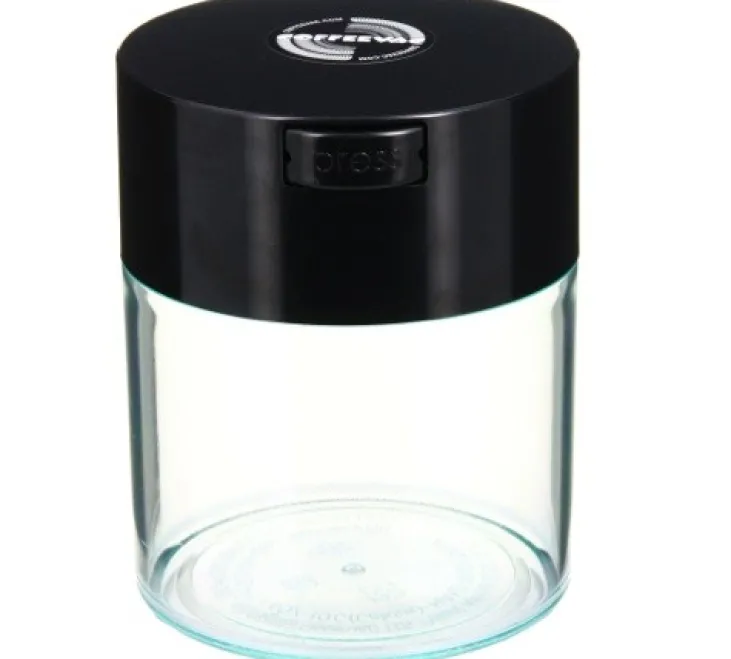 Boite conservatrice avec vide d'air 250gr/0.8L noire et transparente - Coffeevac