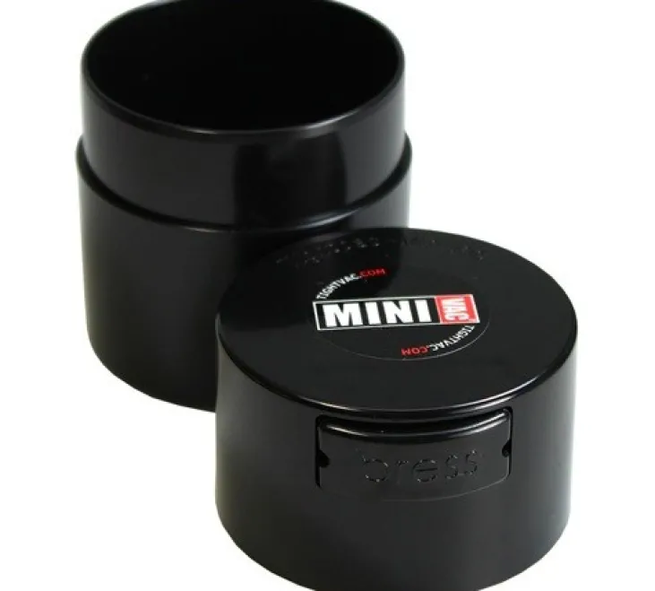 Boite conservatrice avec vide d'air noire 40g / 0.12L MiniVac - Coffeevac