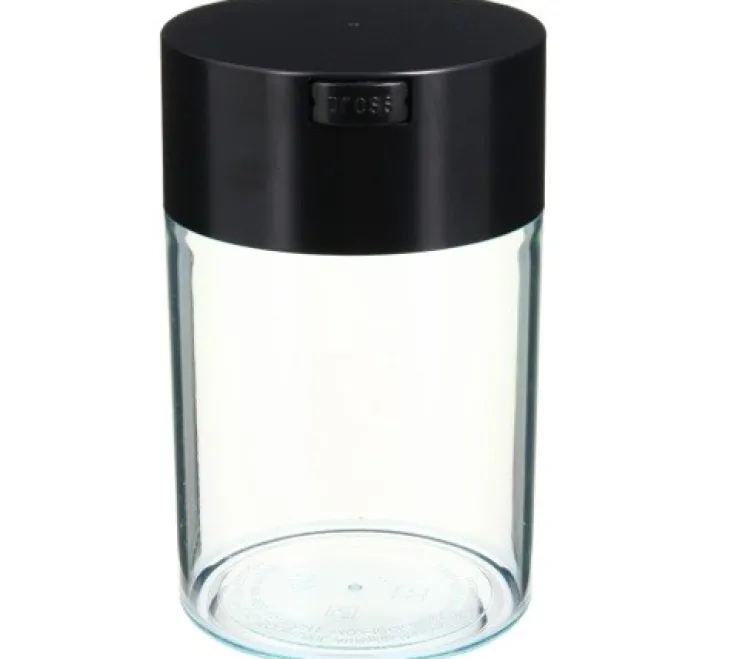 Boite conservatrice avec vide d'air 500gr/1.85L noire et transparente - Coffeevac