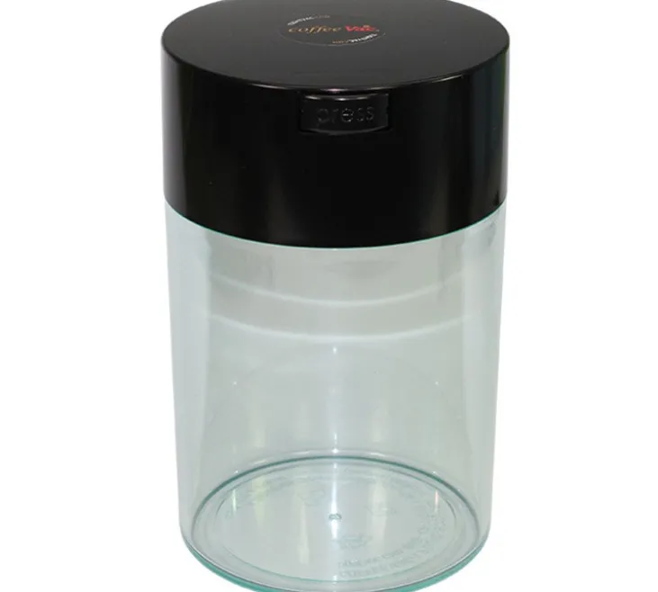 Boite conservatrice avec vide d'air 500gr/1.85L noire et transparente - Coffeevac