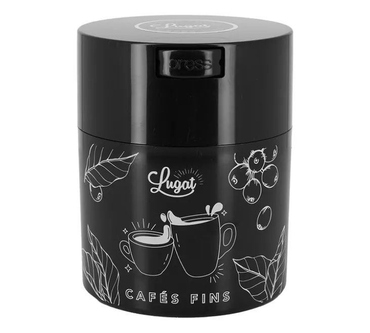 Boite conservatrice noire avec vide d'air 250g - Cafés Lugat