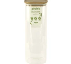 Boîte de conservation carrée - en verre et bambou 2.2L - PEBBLY