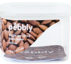 Boîte de conservation carrée en verre 500ml - PEBBLY