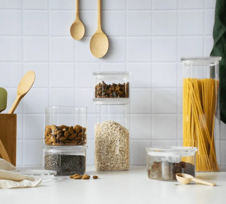 Boîte de conservation carrée en verre 800ml - PEBBLY