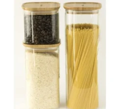 Boîte de conservation carrée - en verre et bambou 1.4L - PEBBLY