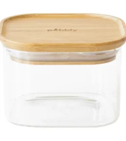 Boîte de conservation carrée - PEBBLY - en verre et bambou - 500ml