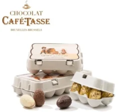 Boîte de 6 Œufs Chocolat au Lait Praliné - 78 g - CAFÉ TASSE