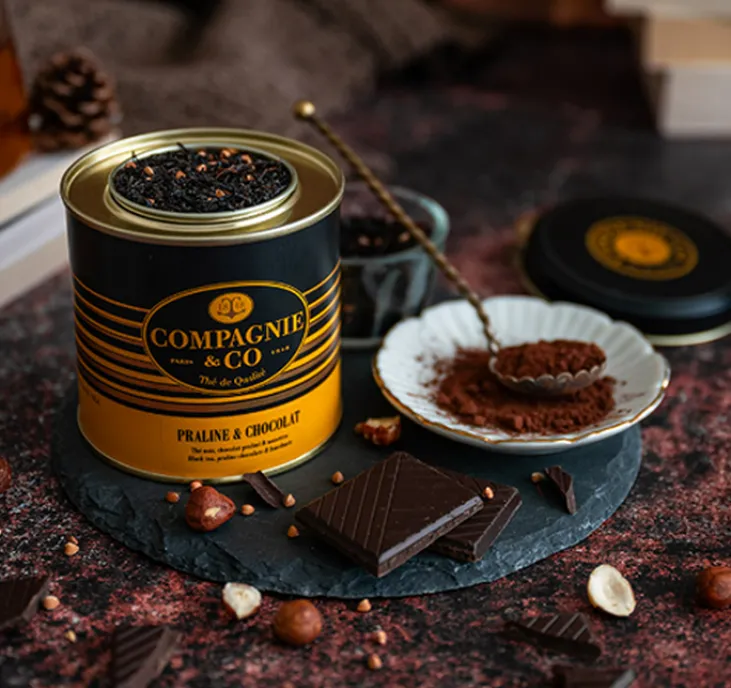 Boîte Thé Noir Praline et Chocolat - Vrac 100 g - COMPAGNIE & CO