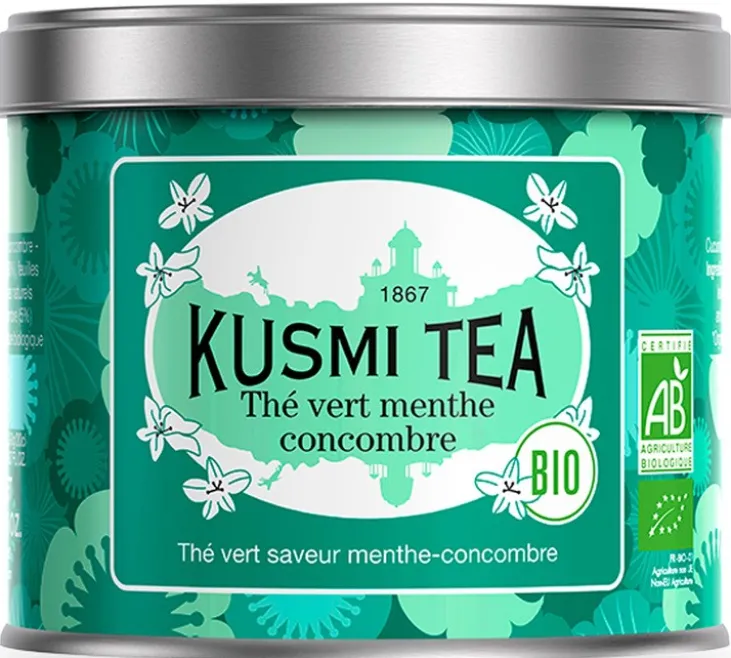 Boîte Thé Vert Menthe Concombre Bio - Vrac 100 g - KUSMI TEA