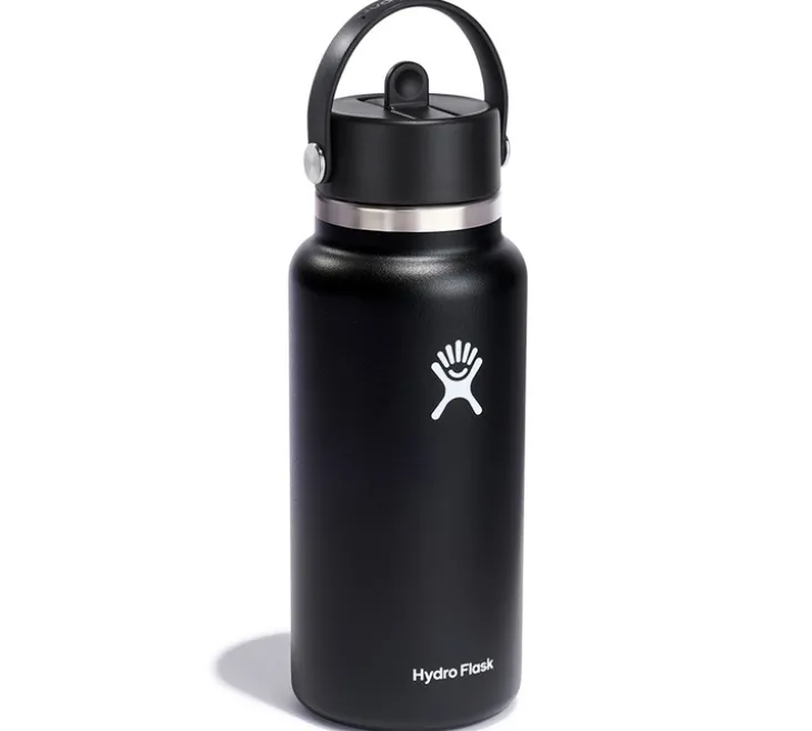 Bouteille isotherme Wide Mouth with Flex Straw Cap Noir 94 cl - HYDRO FLASK