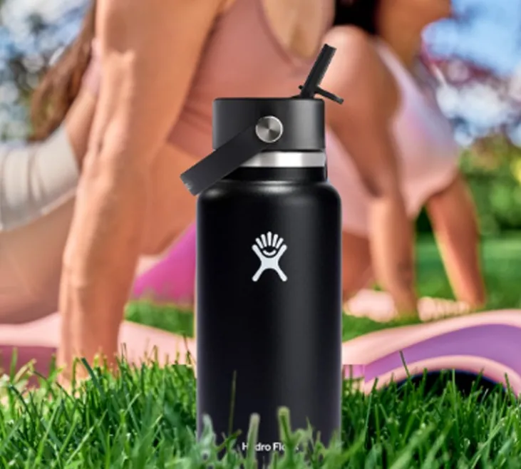 Bouteille isotherme Wide Mouth with Flex Straw Cap Noir 94 cl - HYDRO FLASK