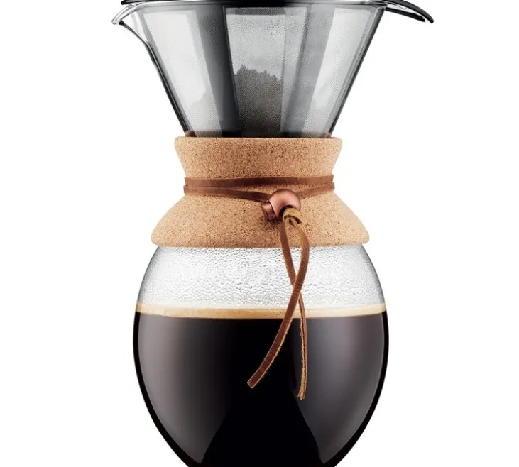 Cafetière manuelle Bodum avec filtre Pour Over liège et cuir - 12 tasses/150cl