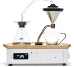 Cafetière programmable JOY RESOLVE Barisieur avec réveil - Blanc et bois de noyer
