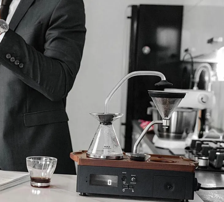 Cafetière programmable JOY RESOLVE Barisieur avec réveil - Noir et bois de noyer