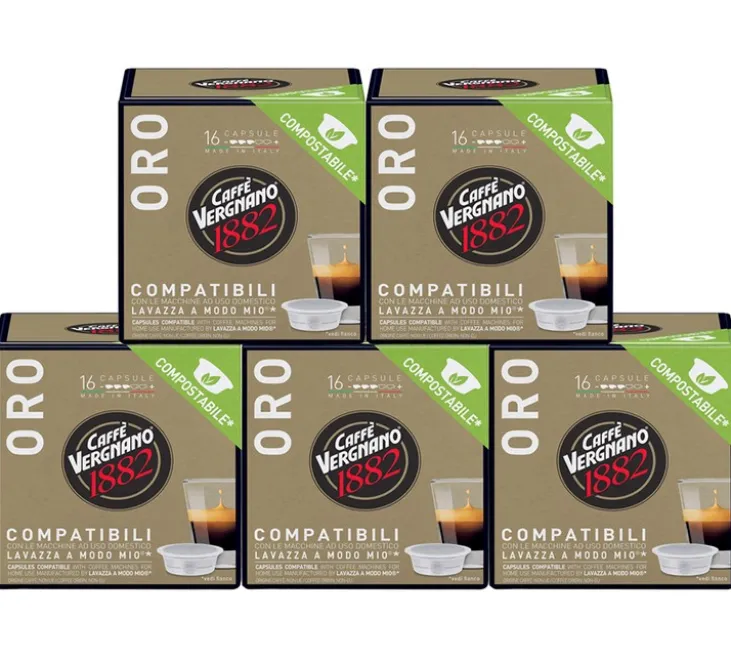 80 Capsules compatibles A Modo Mio compostables Oro - Caffè Vergnano