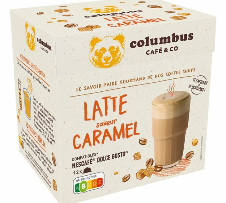 12 Capsules compatibles Nescafé* Dolce Gusto* Latte Caramel - Columbus Café