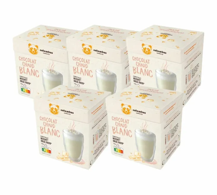 60 capsules compatibles Nescafé* Dolce Gusto* Chocolat blanc – COLUMBUS