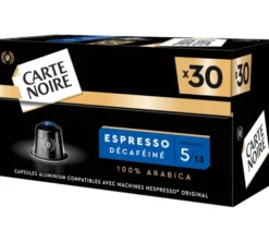 30 capsules compatibles Nespresso* Original Espresso Décaféiné - CARTE NOIRE
