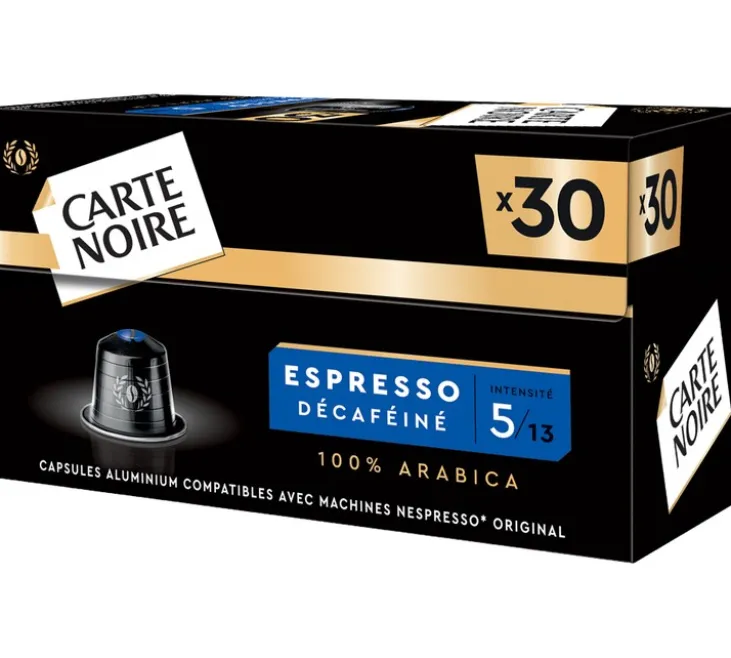 30 capsules compatibles Nespresso* Original Espresso Décaféiné - CARTE NOIRE