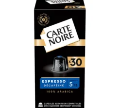 30 capsules compatibles Nespresso* Original Espresso Décaféiné - CARTE NOIRE