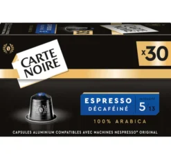 30 capsules compatibles Nespresso* Original Espresso Décaféiné - CARTE NOIRE