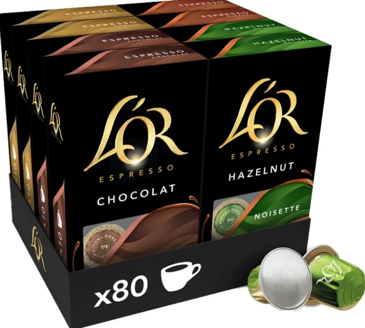80 capsules compatibles Nespresso* Original - 4 cafés aromatisés - L'OR ESPRESSO