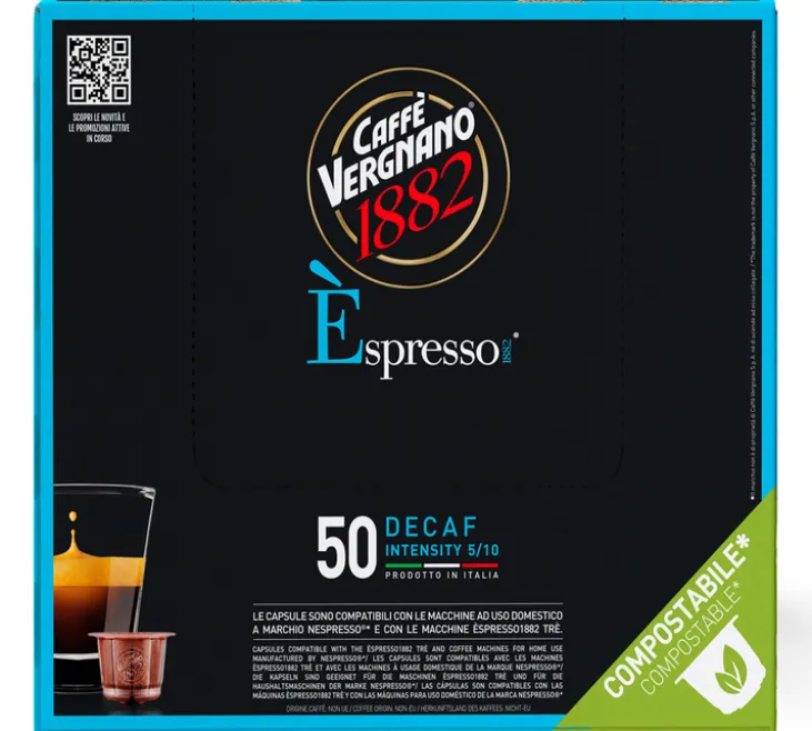 100 capsules compatibles Nespresso* Original Espresso Decaffeinato - CAFFE VERGNANO