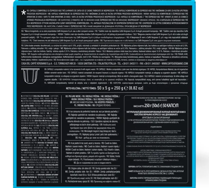 100 capsules compatibles Nespresso* Original Espresso Decaffeinato - CAFFE VERGNANO