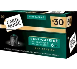 30 capsules compatibles Nespresso* Original Demi-caféiné - CARTE NOIRE