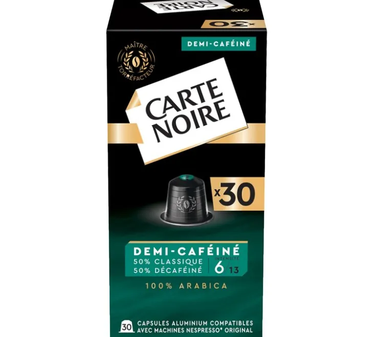 30 capsules compatibles Nespresso* Original Demi-caféiné - CARTE NOIRE