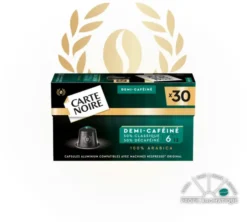 30 capsules compatibles Nespresso* Original Demi-caféiné - CARTE NOIRE