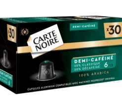 30 capsules compatibles Nespresso* Original Demi-caféiné - CARTE NOIRE
