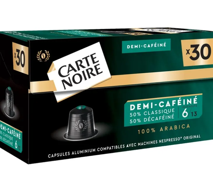 30 capsules compatibles Nespresso* Original Demi-caféiné - CARTE NOIRE