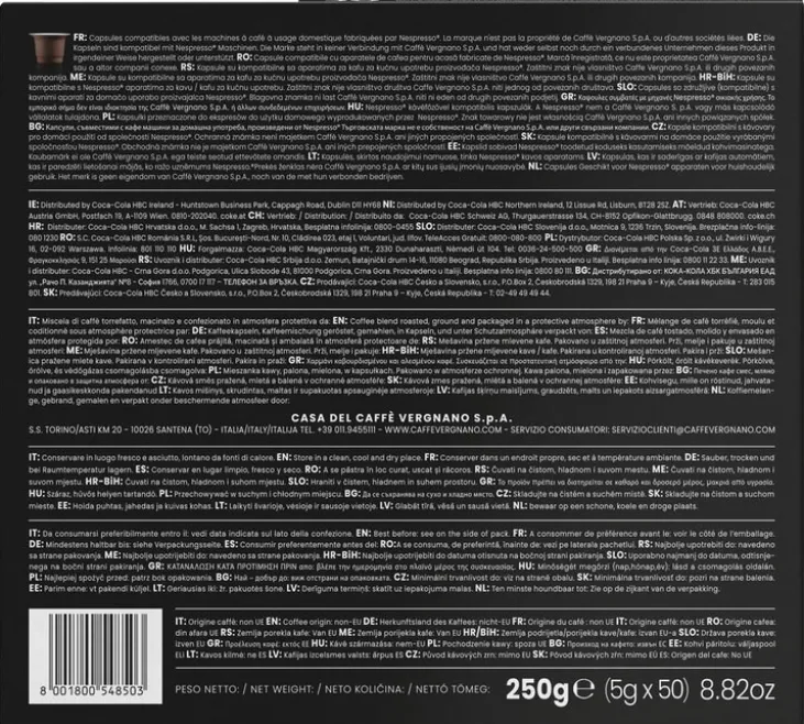 100 capsules compatibles Nespresso* Original Espresso Cremoso - CAFFE VERGNANO