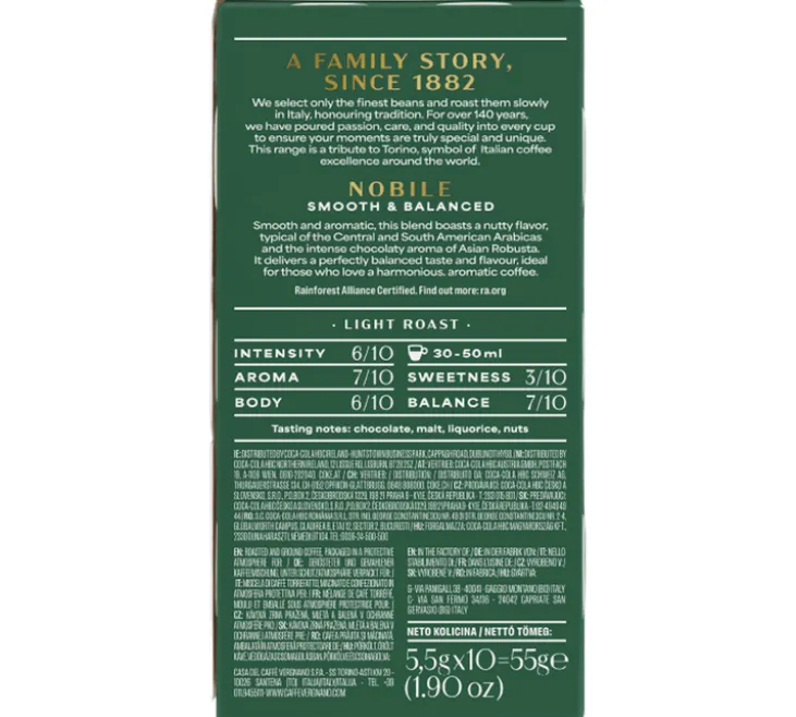 10 Capsules compatibles Nespresso* original Nobile Riserva Torino - CAFFÈ VERGNANO