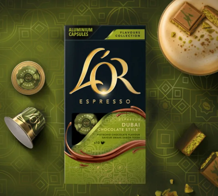 10 capsules compatibles Nespresso* original Dubaï Chocolate Style - L'Or Espresso