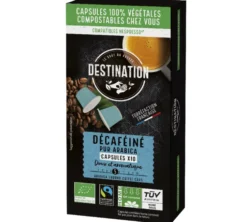 10 capsules compatibles Nespresso* Original - Décaféiné Equitable Pur Arabica Bio - DESTINATION
