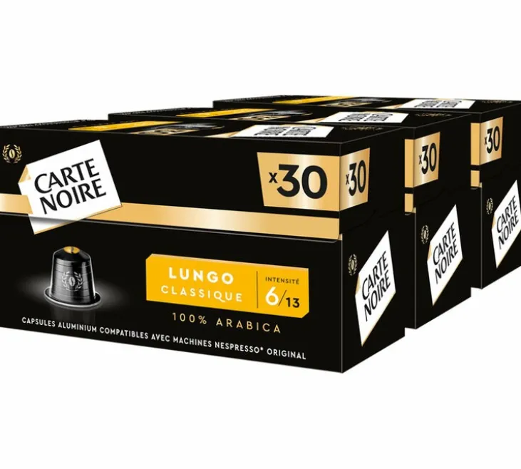 90 capsules compatibles Nespresso* Original Espresso Lungo n°6 - CARTE NOIRE