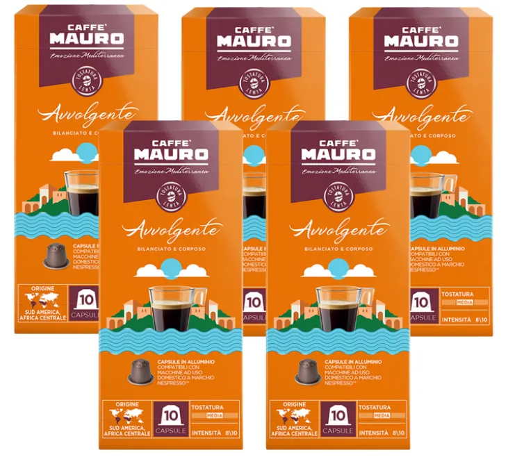 50 capsules compatibles Nespresso* Original Avvolgente- CAFFE MAURO
