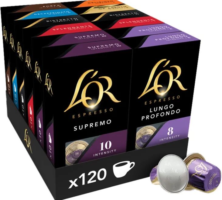 120 capsules compatibles Nespresso* Original - Assortiment 8 variétés - L'OR ESPRESSO