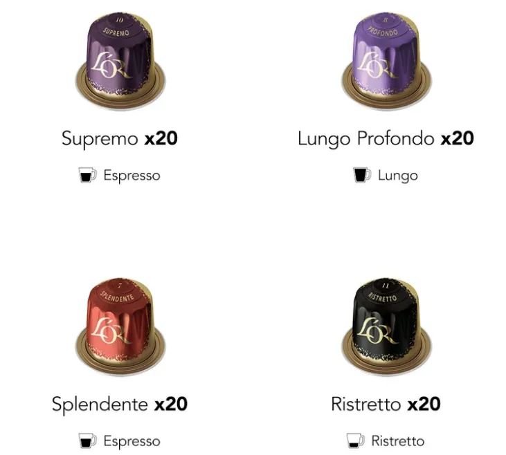 120 capsules compatibles Nespresso* Original - Assortiment 8 variétés - L'OR ESPRESSO
