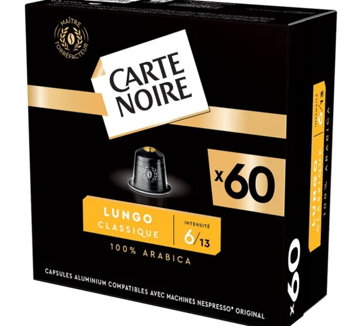 60 capsules compatibles Nespresso* Original Espresso Lungo N°6 - CARTE NOIRE
