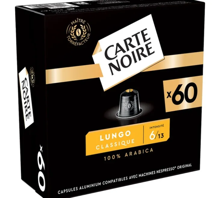 60 capsules compatibles Nespresso* Original Espresso Lungo N°6 - CARTE NOIRE