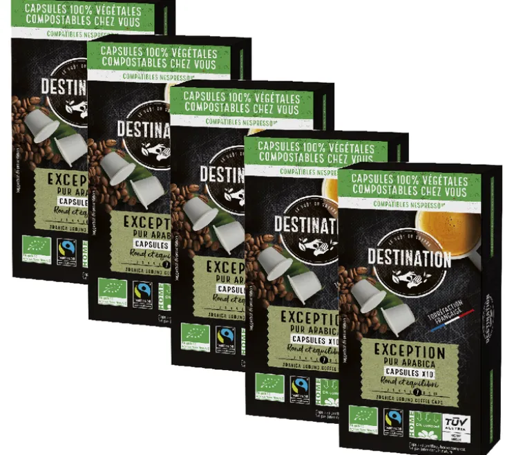 Capsules compatibles Nespresso* Original - Exception Equitable Pur Arabica Bio - DESTINATION 50