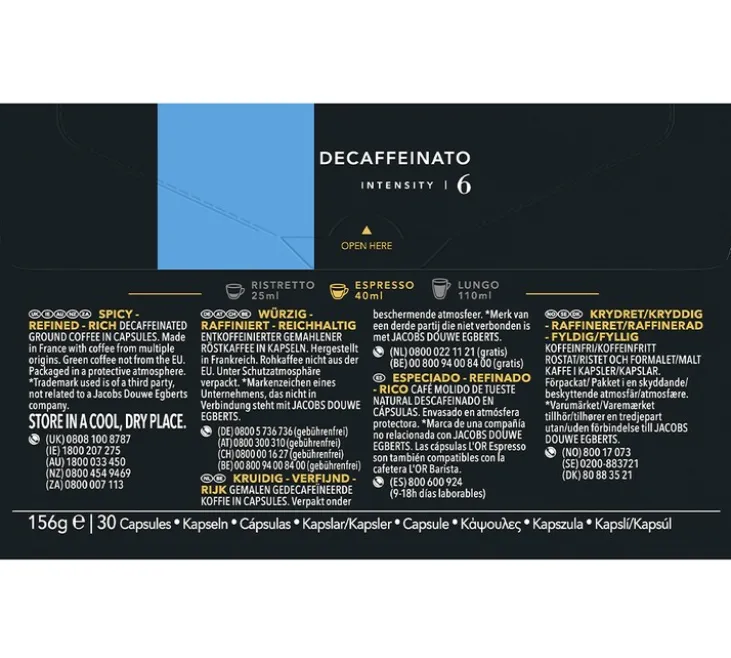 30 capsules compatibles Nespresso* Original Decaffeinato - L'OR ESPRESSO