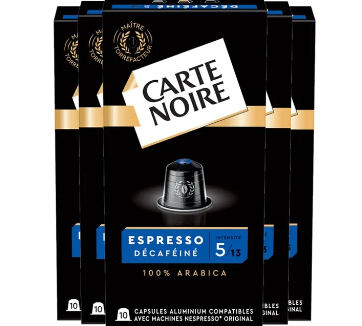 50 capsules compatibles Nespresso* Original Espresso Décaféiné - CARTE NOIRE
