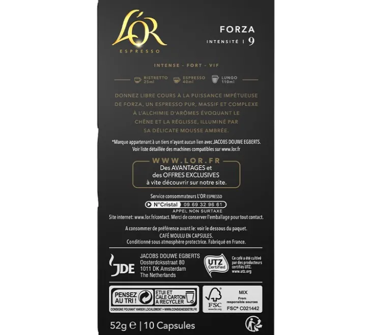 10 capsules compatibles Nespresso* Original Forza - L'OR ESPRESSO