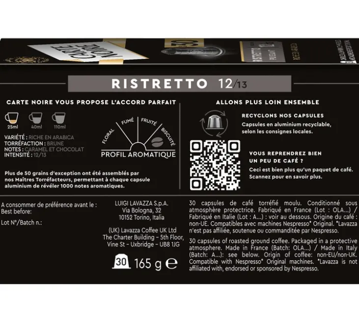 240 capsules compatibles Nespresso* Original Ristretto Puissant n°12 - CARTE NOIRE