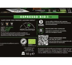 90 capsules compatibles Nespresso* Original Espresso Bio - CARTE NOIRE