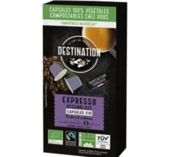 10 capsules compatibles Nespresso* Original - Expresso Equitable Pur Arabica Bio - DESTINATION